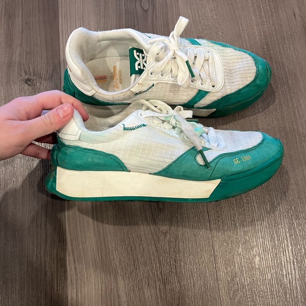 Women’s White and Green Sneakers